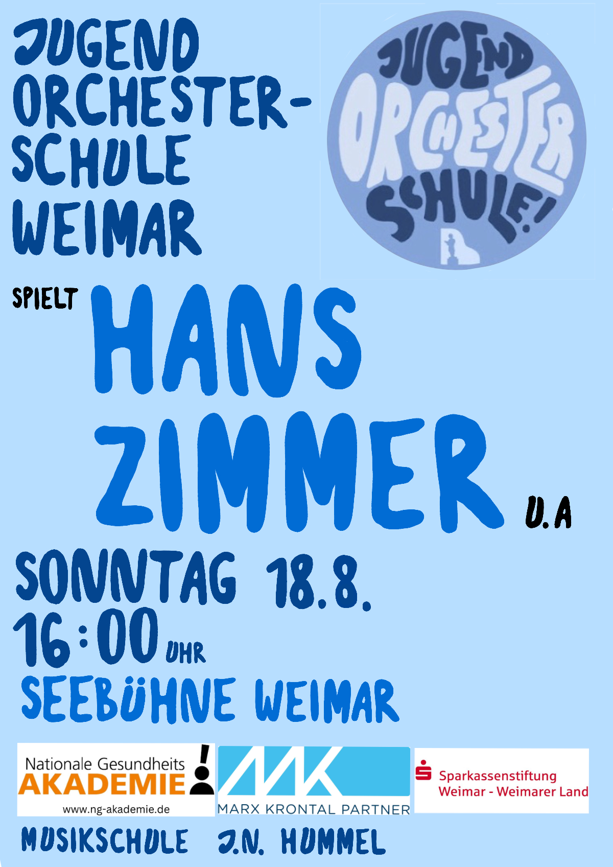 Plakat zum Seebühnenkonzert 2024 der Jugendorchesterschule Weimar